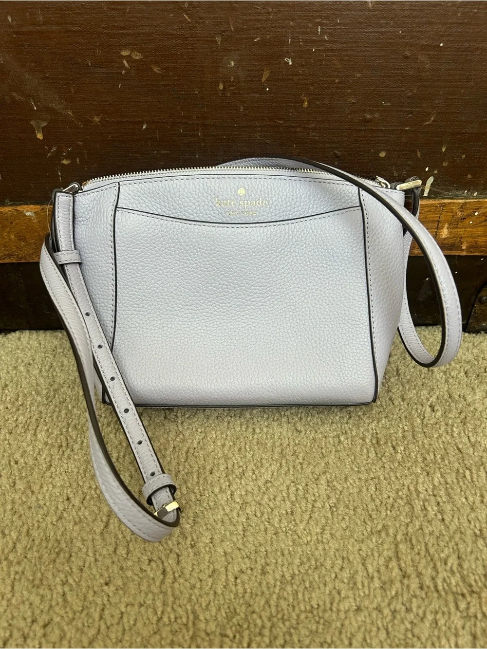 kate spade Pebbled Leather Crossbody in Light purple